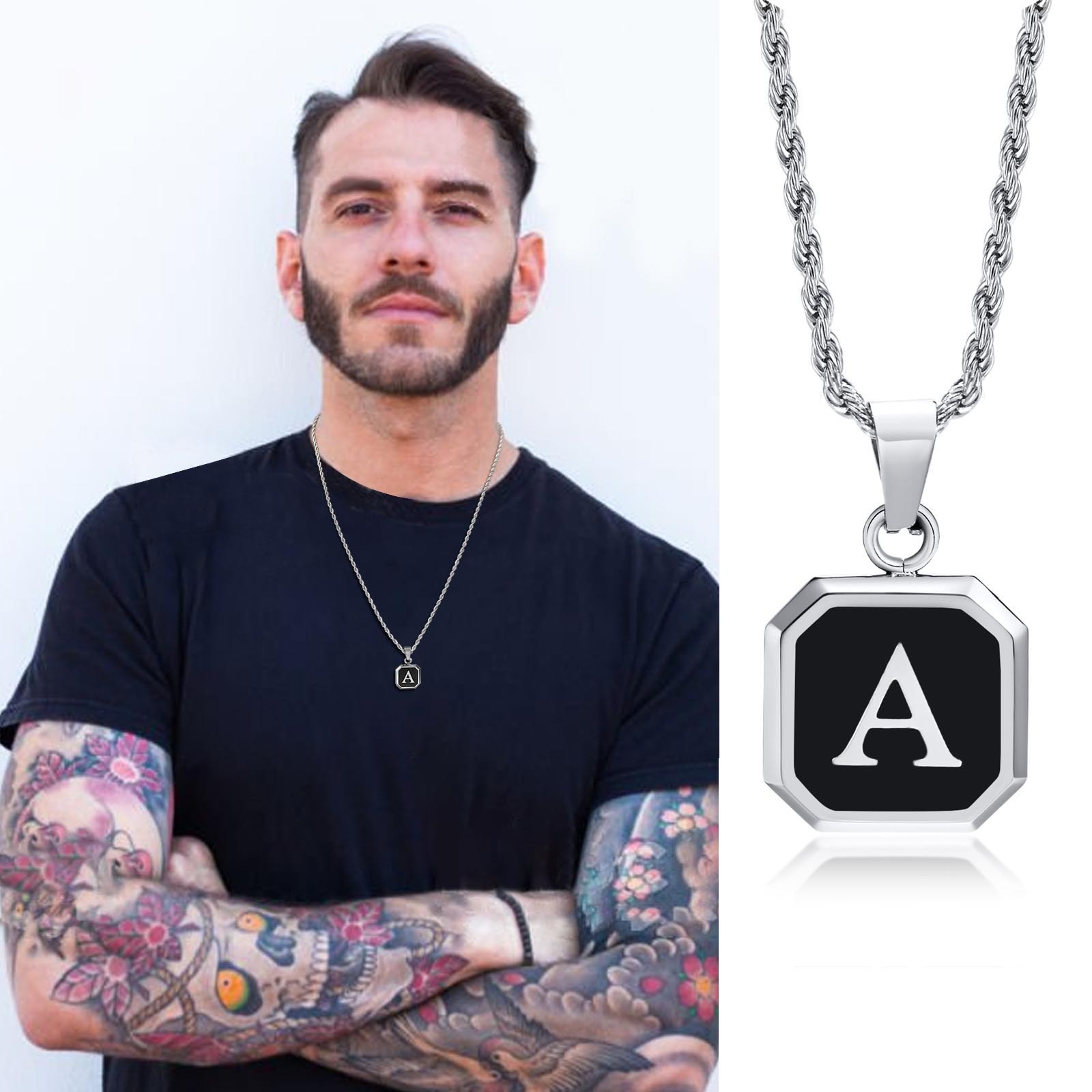 Event Z - Kerstcadeaus voor mannen Initial ketting roestvrij